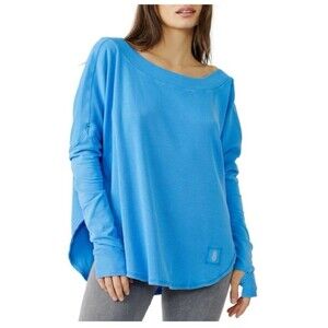 Free People Movement blue ribbed workout top.